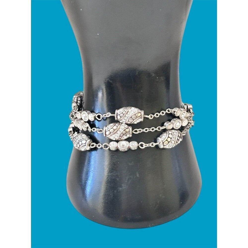 Brighton COSMIC TRAIL Bracelet 3 Strand Swarovski Rhinestone Crystal Silver Bead